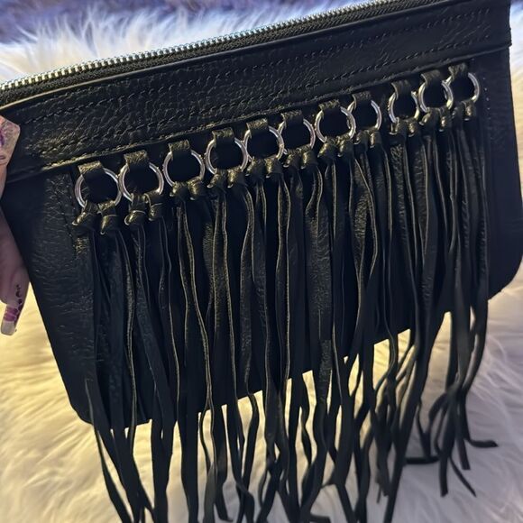 CARLOS SANTANA. Women's Black Julietta Fringe Wristlet Clutch - Picture 9 of 9